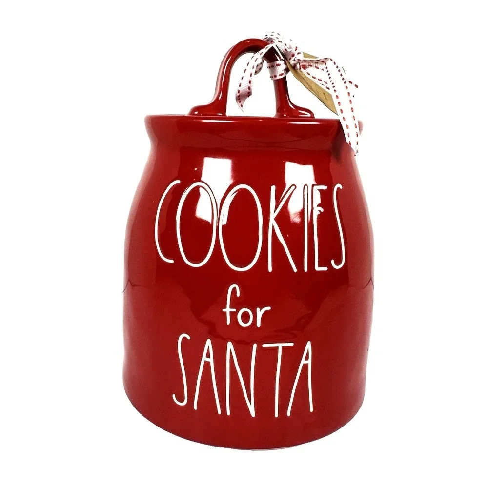 Rae Dunn Cookies for Santa Red Canister Jar with Lid Magenta Artisan Collection